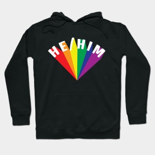 He/Him Pronouns Rainbow Burst Hoodie